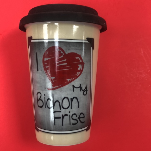 I Love My Bichon Frise Dog Travel Coffee Mug & Lid - Picture 2 of 8